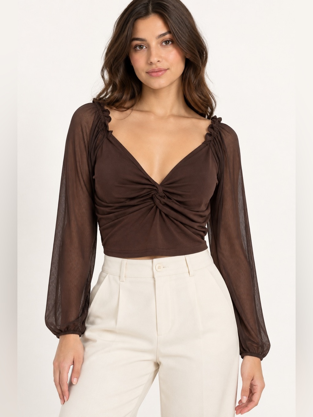 Elegant Brown Twist‎ Front Top